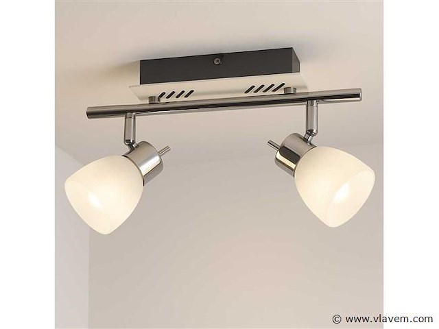 8 x led plafondlamp – 2 spots – 2 x 4w – 4000k neutraal wit – zilver – hl7192l - afbeelding 2 van  4