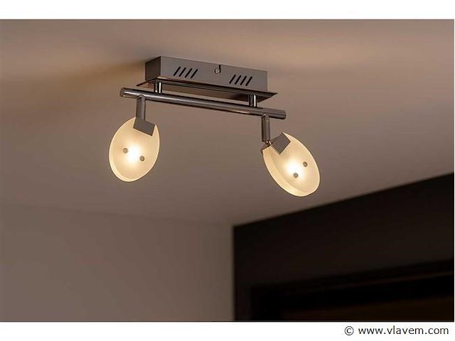 8 x led plafondlamp – 2 spots – 2 x 5w – 4000k neutraal wit – zilver – hl7162l - afbeelding 1 van  4