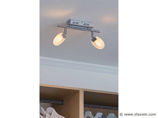 8 x led plafondlamp – 2 spots – 2 x 5w – 4000k neutraal wit – zilver – hl7162l - afbeelding 2 van  4