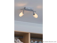 8 x led plafondlamp – 2 spots – 2 x 5w – 4000k neutraal wit – zilver – hl7162l - afbeelding 2 van  4