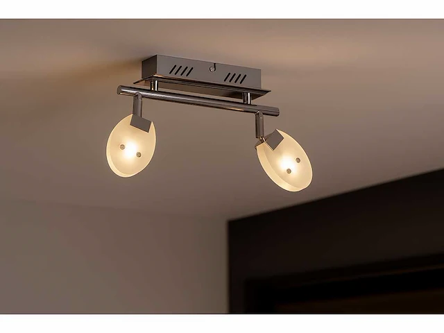 8 x led plafondlamp – 2 spots – 2 x 5w – 4000k neutraal wit – zilver – hl7162l - afbeelding 1 van  4