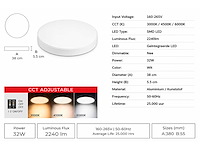 8 x led plafondlamp 32w – 3cct verstelbaar - wit – ip20 – hazel-32 3cct - afbeelding 4 van  5