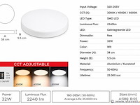 8 x led plafondlamp 32w – 3cct verstelbaar - wit – ip20 – hazel-32 3cct - afbeelding 4 van  5