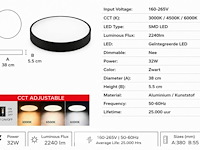 8 x led plafondlamp 32w – 3cct verstelbaar - zwart – ip20 – hazel-32 3cct - afbeelding 5 van  6