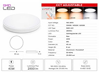 8 x led plafondlamp 40w – 3cct verstelbaar - wit – ip20 – hazel-40 3cct - afbeelding 4 van  5
