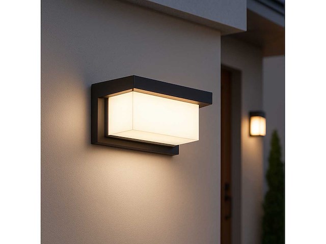 8 x led wandlamp – 12w – 3500k neutraal wit – ip54 – zwart – saw-02 - afbeelding 1 van  12