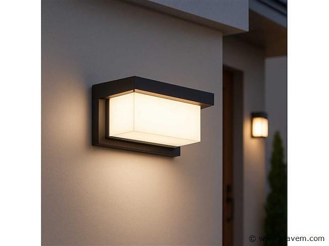8 x led wandlamp – 12w – 3500k neutraal wit – ip54 – zwart – saw-02 - afbeelding 1 van  4