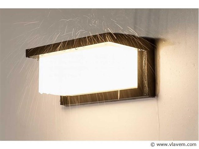 8 x led wandlamp – 12w – 3500k neutraal wit – ip54 – zwart – saw-02 - afbeelding 2 van  4