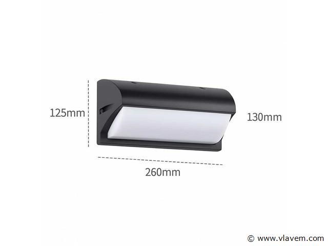 8 x led wandlamp – 12w – 3500k neutraal wit – ip54 – zwart – saw-05 - afbeelding 3 van  4