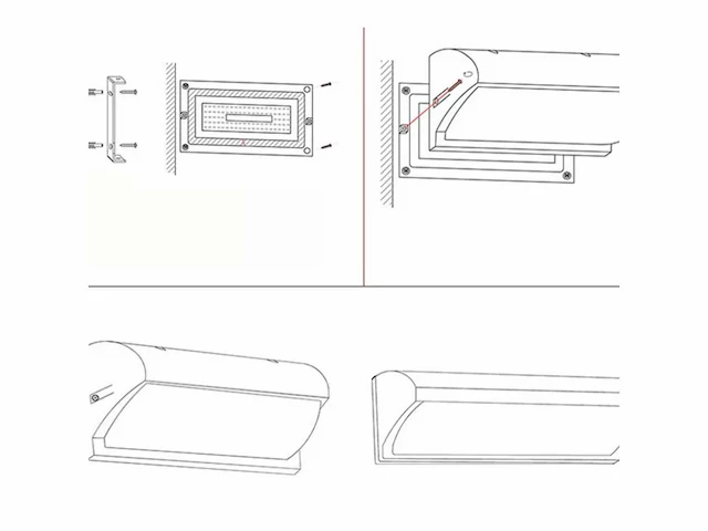 8 x led wandlamp – 12w – 3500k neutraal wit – ip54 – zwart – saw-05 - afbeelding 7 van  12