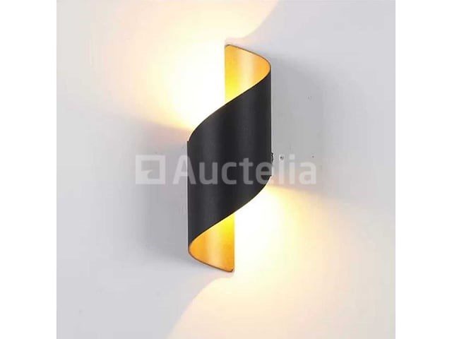 8 x led wandlamp – 6w – 3500k neutraal wit – ip54 – zwart/goud – sw-34 - afbeelding 2 van  5