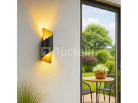 8 x led wandlamp – 6w – 3500k neutraal wit – ip54 – zwart/goud – sw-34 - afbeelding 4 van  5