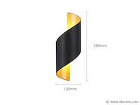 8 x led wandlamp – 6w – 3500k neutraal wit – ip54 – zwart/goud – sw-34 - afbeelding 5 van  5