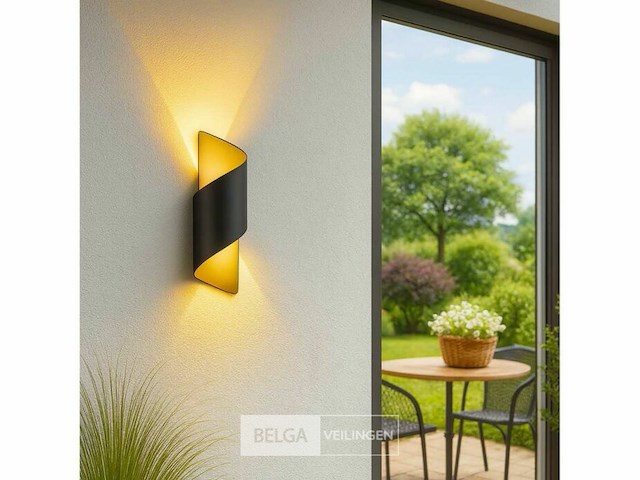 8 x led wandlamp – 6w – 3500k neutraal wit – ip54 – zwart/goud – sw-34 - afbeelding 3 van  6