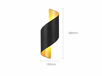 8 x led wandlamp – 6w – 3500k neutraal wit – ip54 – zwart/goud – sw-34 - afbeelding 6 van  6