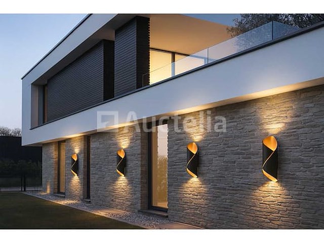 8 x led wandlamp – 6w – 3500k neutraal wit – ip54 – zwart/goud – sw-35 - afbeelding 4 van  4