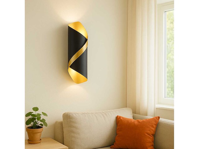 8 x led wandlamp – 6w – 3500k neutraal wit – ip54 – zwart/goud – sw-35 - afbeelding 1 van  12