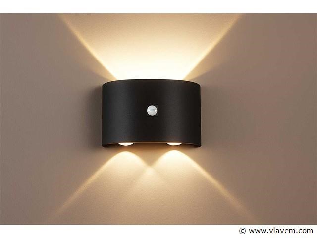 8 x led wandlamp met sensor – 4w – 3500k warm wit – ip54 – sw-2310-2 - afbeelding 1 van  3