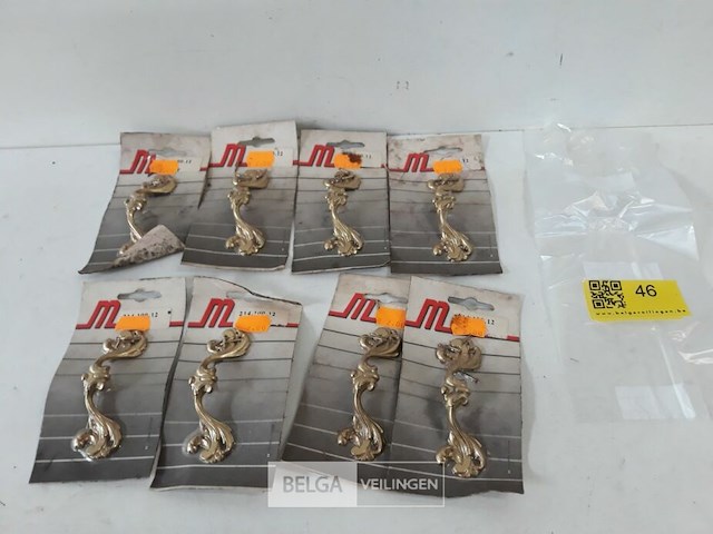 8 x meubelgreep zamak vermessingd 100 mm - afbeelding 2 van  3