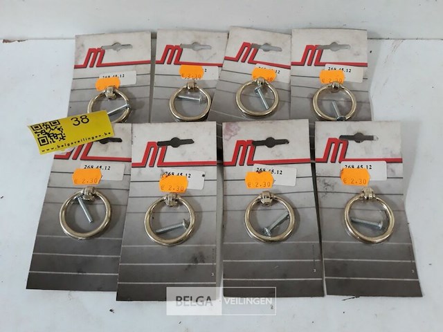 8 x meubeltop zamak messing ring 45 mm - afbeelding 2 van  3