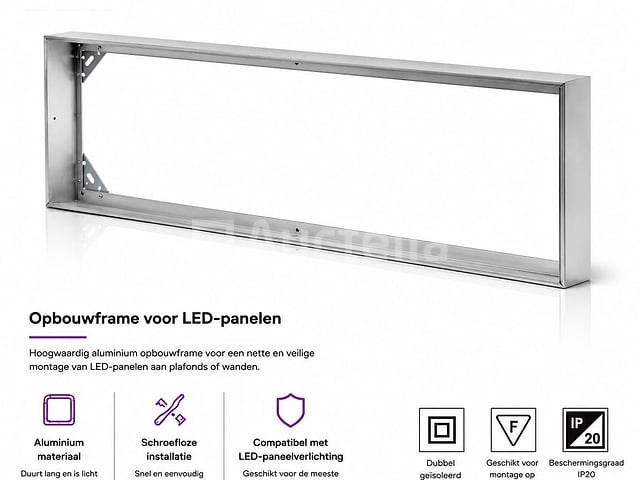 8 x opbouw frame voor led paneel – 1200x300mm – ip20 – frame-30120 - afbeelding 1 van  5