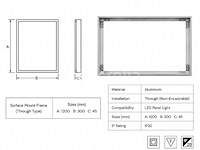 8 x opbouw frame voor led paneel – 1200x300mm – ip20 – frame-30120 - afbeelding 2 van  5