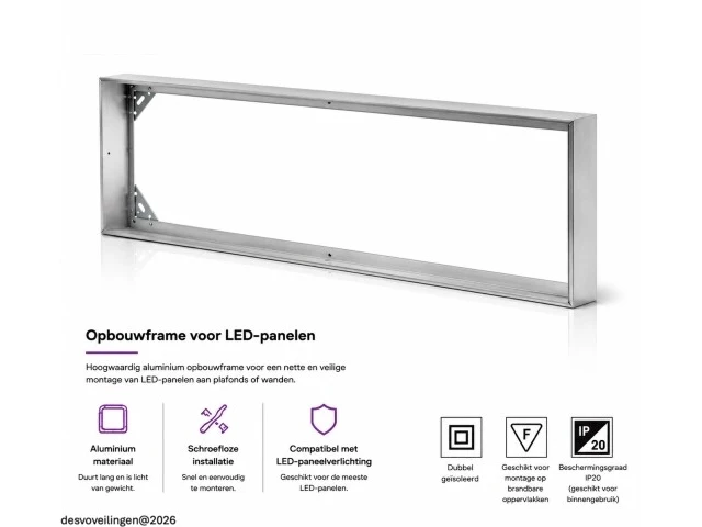 8 x opbouw frame voor led paneel – 1200x300mm – ip20 – frame-30120 - afbeelding 2 van  6