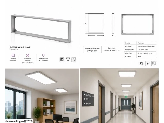 8 x opbouw frame voor led paneel – 1200x300mm – ip20 – frame-30120 - afbeelding 6 van  6