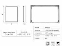 8 x opbouw frame voor led paneel – 1200x300mm – ip20 – frame-30120 - afbeelding 4 van  5