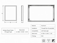 8 x opbouw frame voor led paneel – 1200x300mm – ip20 – frame-30120 - afbeelding 5 van  6