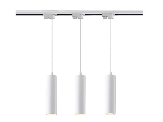 8 x railspot gu10 decoratief hanglamp cilinder 24cm zand wit - afbeelding 3 van  6