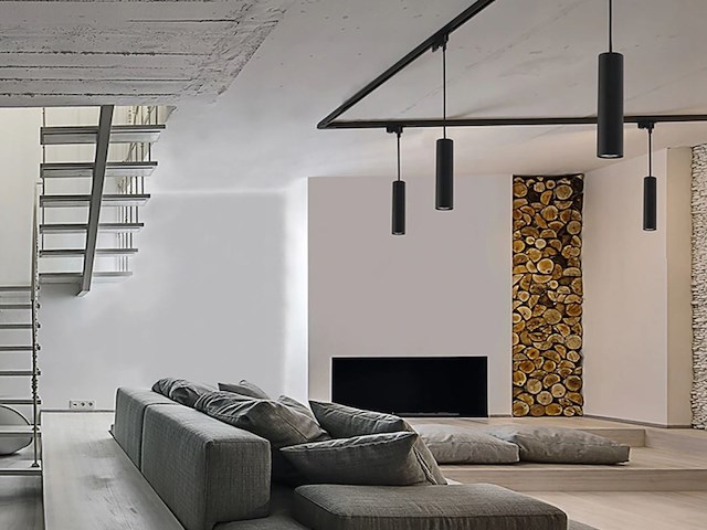 8 x railspot gu10 decoratief hanglamp cilinder 24cm zand zwart - afbeelding 6 van  8