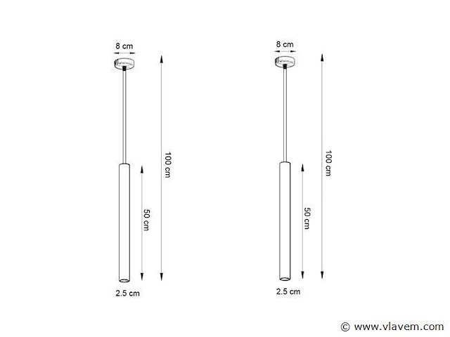 8 x solo tube slim design hanglamp zwart - afbeelding 6 van  8