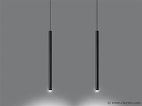 8 x solo tube slim design hanglamp zwart - afbeelding 2 van  8