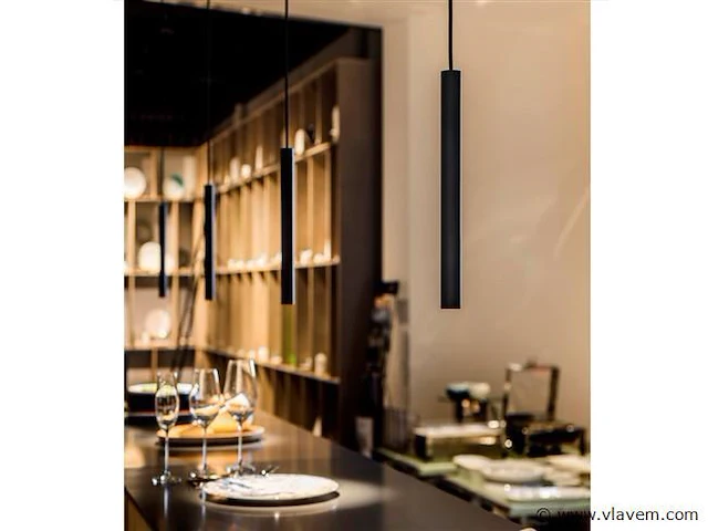 8 x solo tube slim design hanglamp zwart - afbeelding 3 van  8