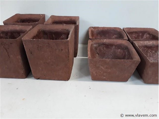 8 x stenen bloempot 2 assorti - afbeelding 2 van  2