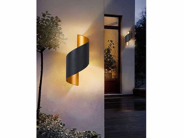 8 x swirl ip54 wandlampen goud zwart - afbeelding 2 van  9