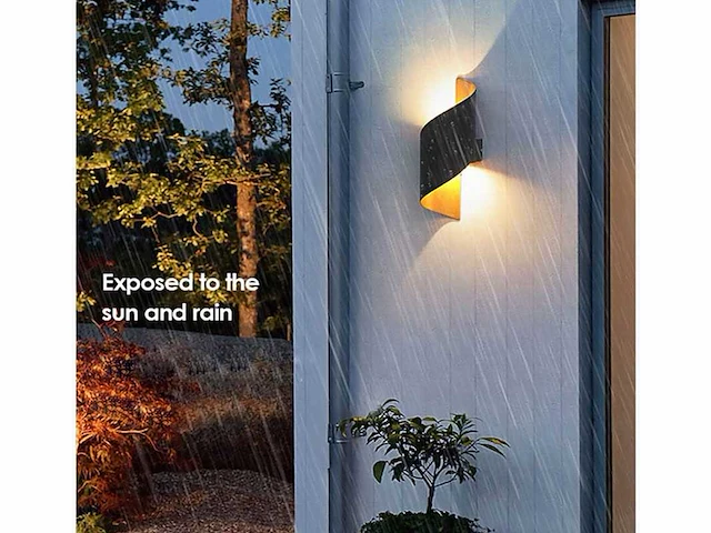 8 x swirl ip54 wandlampen goud zwart - afbeelding 8 van  9