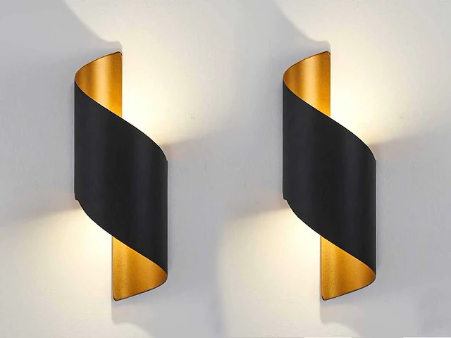 8 x swirl ip54 wandlampen goud zwart - afbeelding 9 van  9