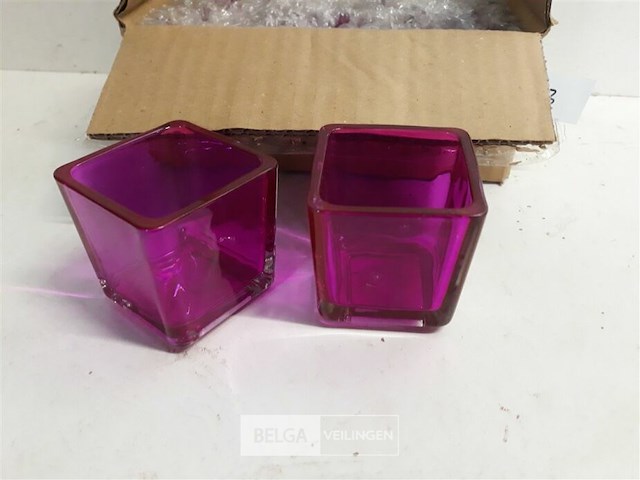 8 x t-lichtglaasje paars 5x5 cm - afbeelding 3 van  3