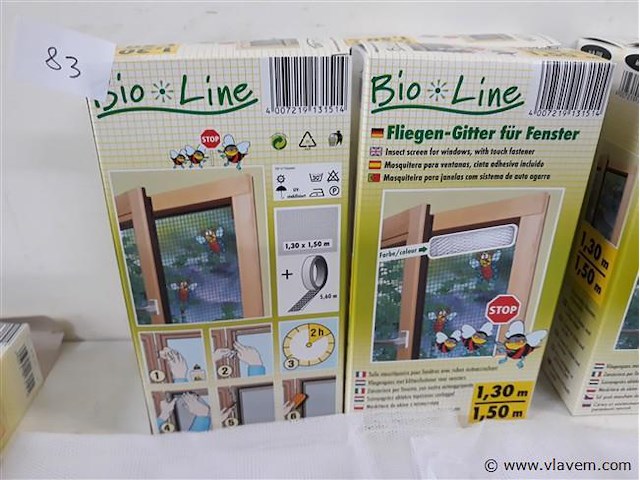 8 x vliegendraad 4x zwart 4x wit 1,3x1,5 m - afbeelding 2 van  2