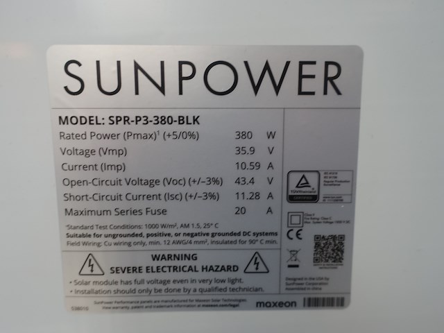 8 x zonnepaneel sunpower p3 380 fb (3.040 wp) - afbeelding 3 van  3