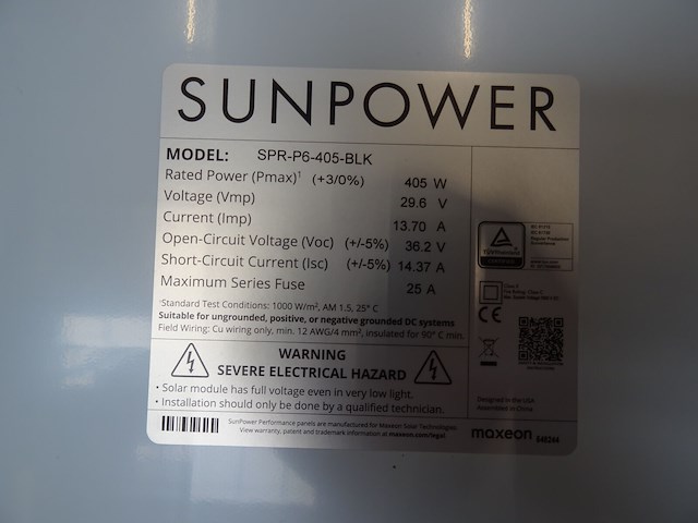 8 x zonnepaneel sunpower p6-405 (3.240 wp) - afbeelding 4 van  4