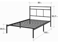 80 x 190 bed - duurzame metalen basis met hoofd - afbeelding 2 van  4