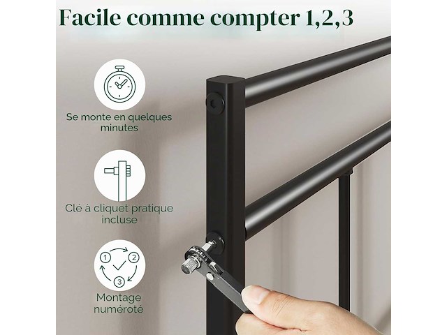 80 x 190 bed - duurzame metalen basis met hoofd - afbeelding 3 van  4