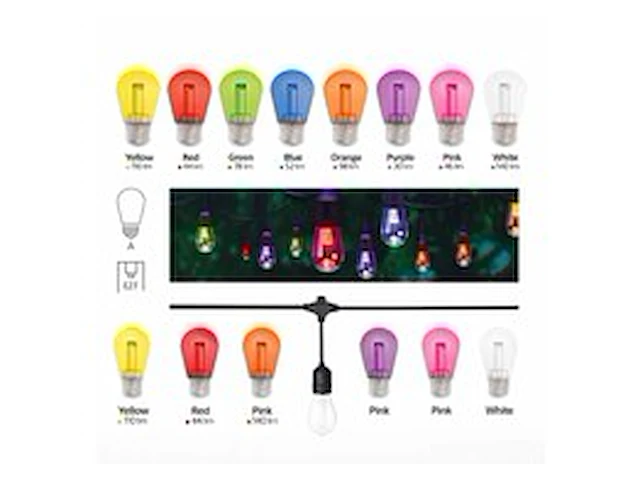 80 x st45 filament shockproof led lampen – 5 kleuren – e27 - afbeelding 1 van  5