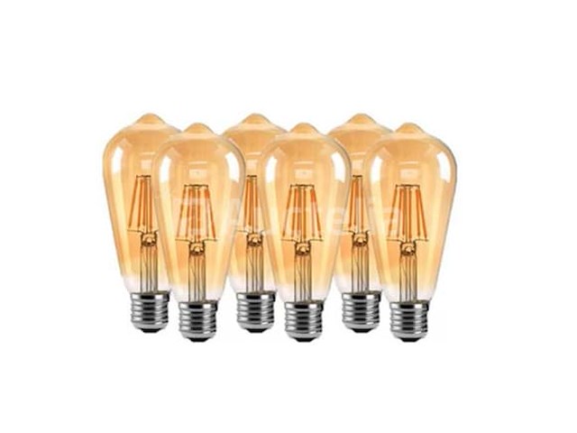 80 x st64 – amber gloeidraad led-lampen – 6w – dimbaar – e27 – ip20 - afbeelding 2 van  4