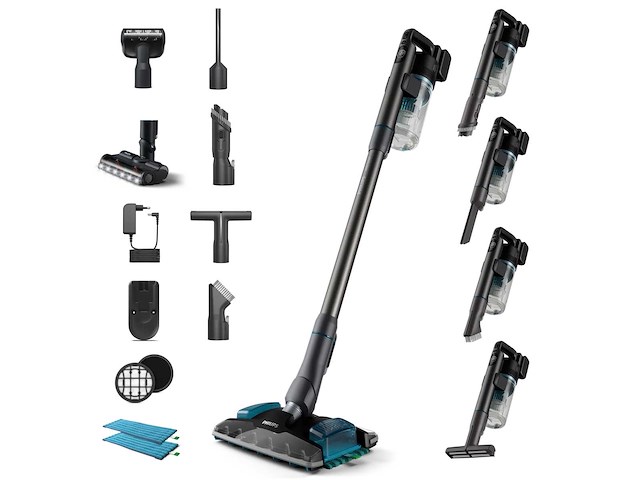 8000 serie philips draadloze stofzuiger - powercyclone 12 stick stofzuiger aqua black - afbeelding 1 van  5