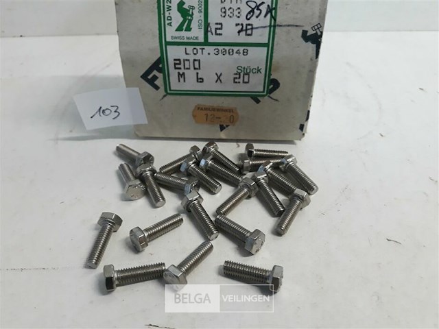 85 x zeskantbout inox m6x20mm - afbeelding 3 van  3