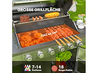 8500 btu gasgrill met karretje, 6 branders roestvrij staal - afbeelding 4 van  9